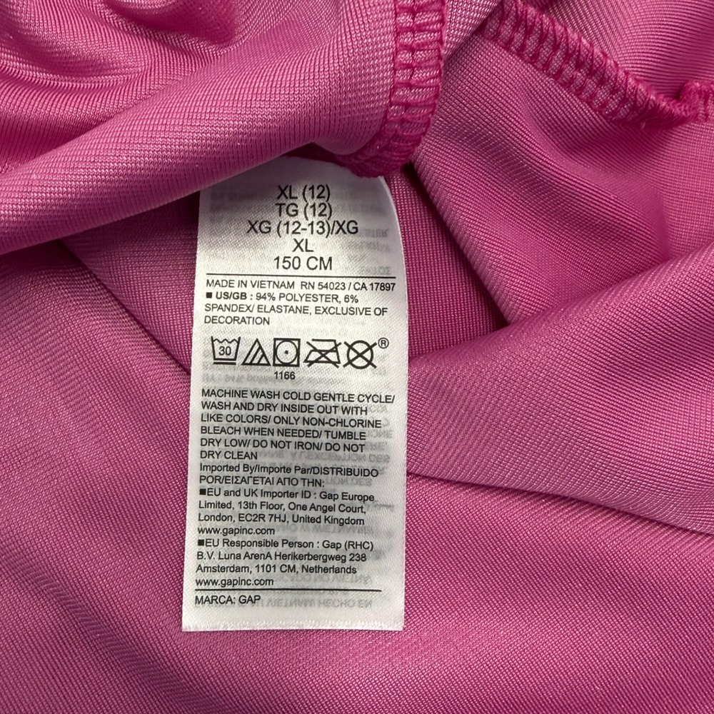 Gap Kids Girls XL 12 Velvet Long Sleeve Dress Bright Fuchsia Pink Dance Party - Picture 4 of 8